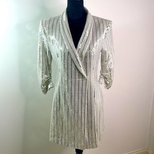 Stylish Silver Sequin Blazer